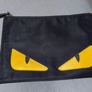 Fendi Black/Yellow bag with monster eye Accents